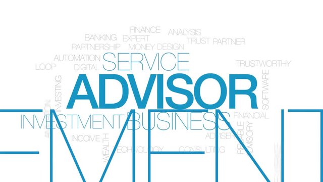 Advisor animated word cloud. Kinetic typography.