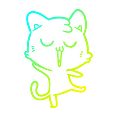 cold gradient line drawing cartoon cat singing