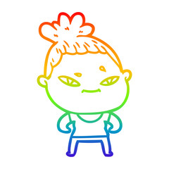 rainbow gradient line drawing cartoon woman