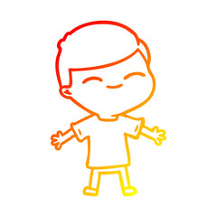 warm gradient line drawing cartoon smiling boy