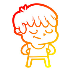 warm gradient line drawing cartoon happy boy