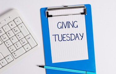 Text sign showing Giving Tuesday. Business photo showcasing international day of charitable giving Hashtag activism