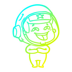 cold gradient line drawing cartoon laughing astronaut