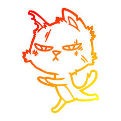 warm gradient line drawing tough cartoon cat running