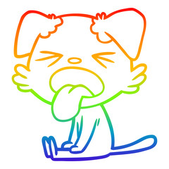 rainbow gradient line drawing cartoon sitting dog