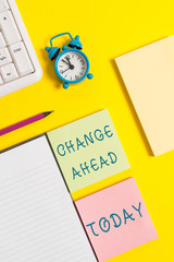 Text sign showing Change Ahead. Business photo text to replace with or exchange for another Become...