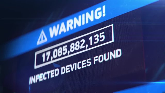 Global hacking attack, countdown of infected devices, network breach, warning. Firewall message, alert, hacking, world computer virus