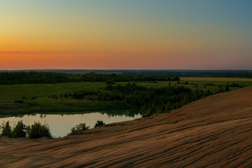 sunset over river