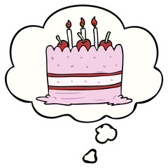 cartoon cake and thought bubble