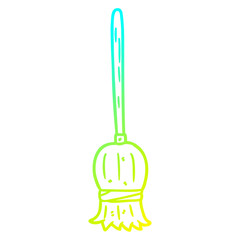 cold gradient line drawing cartoon broom