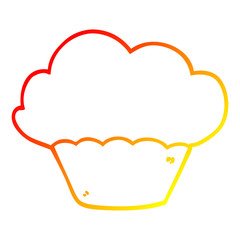 warm gradient line drawing cartoon cupcake