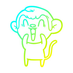 cold gradient line drawing cartoon laughing monkey