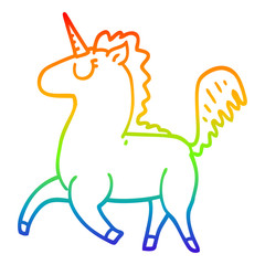 rainbow gradient line drawing cartoon unicorn