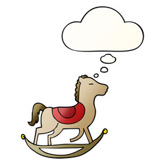 cartoon rocking horse and thought bubble in smooth gradient style