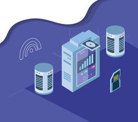 Isometric icon set technology design