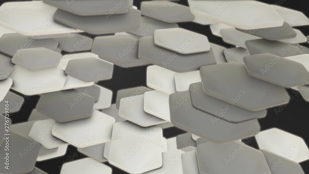 Poster 3d render abstract empty space black white and gray, technical geometric hexagons as background.