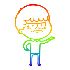 rainbow gradient line drawing cartoon annoyed man