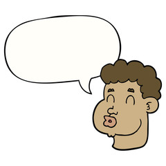 cartoon male face and speech bubble