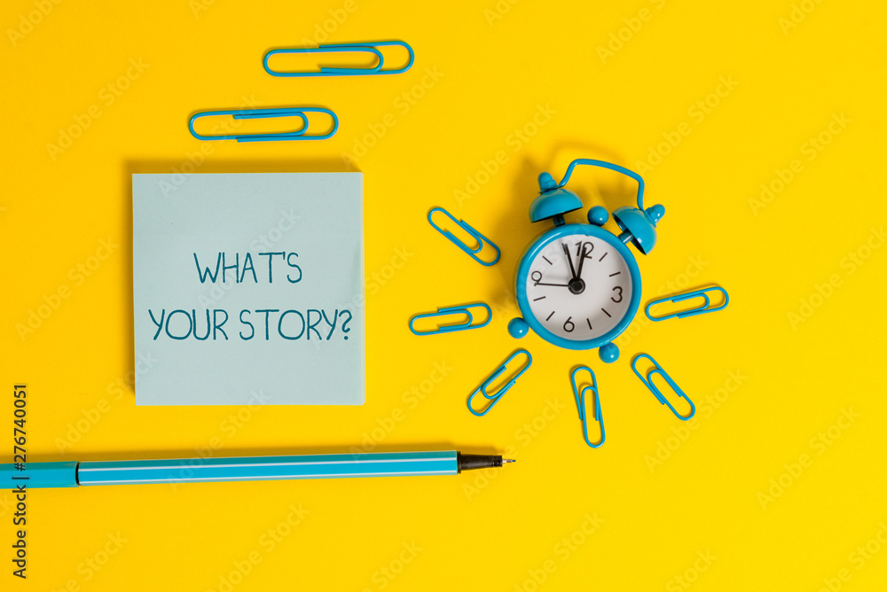 Fototapete word writing text what s is your storyquestion. business photo showcasing analysisner of asking demo