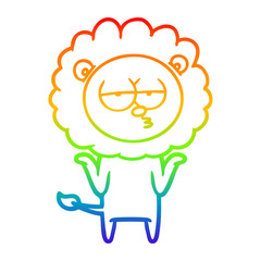 rainbow gradient line drawing cartoon bored lion