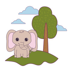 cute elephant animal in landscape