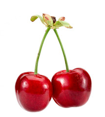 Sweet cherries on white background.