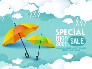 Fototapeta na wymiar vector illustration,poster for Monsoon season, sale banner,sale 