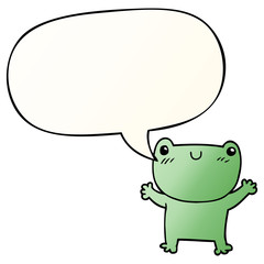 cartoon frog and speech bubble in smooth gradient style