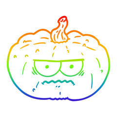 rainbow gradient line drawing cartoon pumpkin
