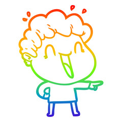rainbow gradient line drawing cartoon happy man