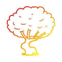warm gradient line drawing Cartoon tree