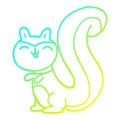 cold gradient line drawing cartoon happy squirrel