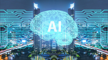 ai(artificial intelligence) and advanced city system. .Smart city and communication network concept. IoT(Internet of Things).