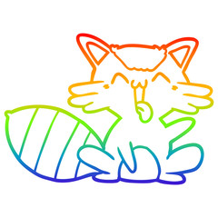 rainbow gradient line drawing cute cartoon raccoon