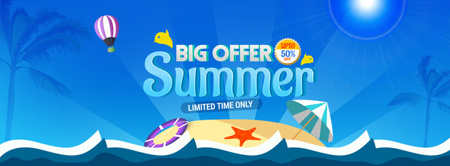 Summer sale banner, flyer, invitation, poster, web site or greeting card