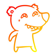 Obraz premium warm gradient line drawing cartoon polar bear showing teeth