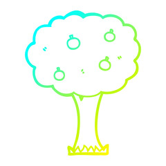cold gradient line drawing cartoon apple tree