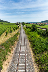 Fototapeta na wymiar Railroad tracks in Wachau valley. Austria.