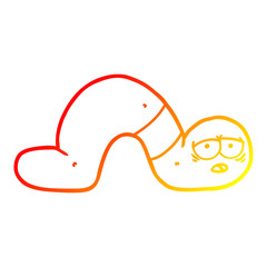 warm gradient line drawing cartoon tired worm