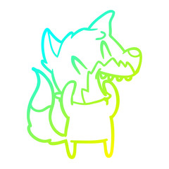 cold gradient line drawing laughing fox cartoon