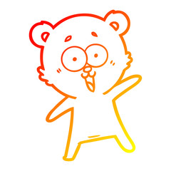 warm gradient line drawing laughing teddy  bear cartoon