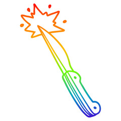 rainbow gradient line drawing cartoon sharp kitchen knife