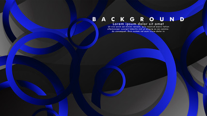 Abstract metal vector background with shiny fancy blue black circles