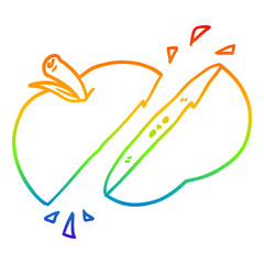 rainbow gradient line drawing cartoon sliced apple