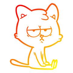 Obraz premium warm gradient line drawing bored cartoon cat
