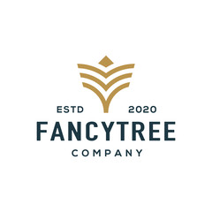 Tree logo design vector. Fancy style logo.