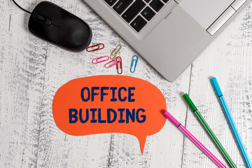 Text sign showing Office Building. Business photo showcasing Commercial buildings are used for...