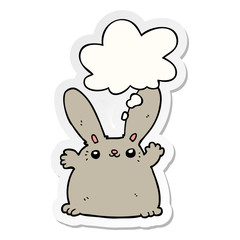 cartoon rabbit and thought bubble as a printed sticker