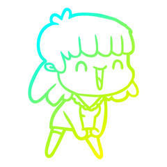 cold gradient line drawing cartoon woman