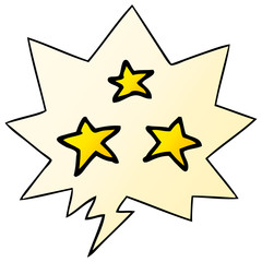 cartoon stars and speech bubble in smooth gradient style